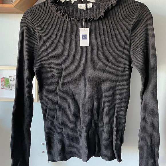 NWT GAP Ribbed Ruffle Neck Sweater - Picture 2 of 4